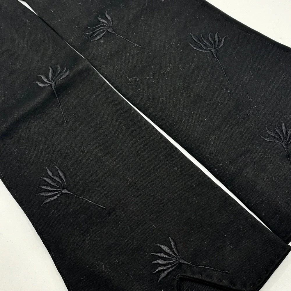 Wear-Right Vintage Black Cotton Opera Gloves Embroidered Western Germany Sz 7.5‎
